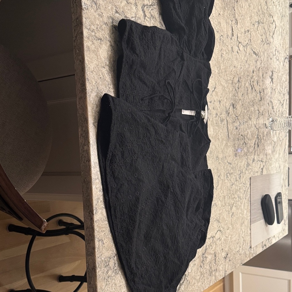 H&M Black Textured skirt and top brand new